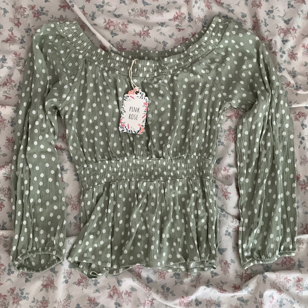 pink rose peasant blouse